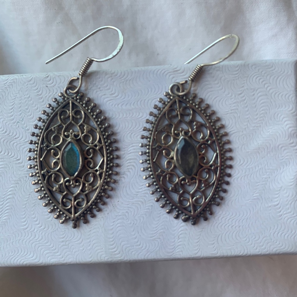 Silver Earrings with Crystal